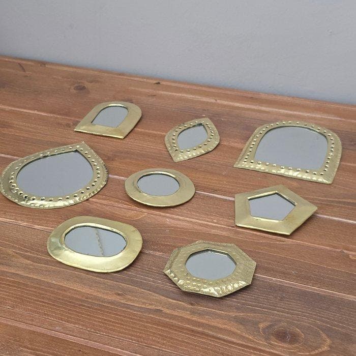 Spiegel (8) - Messing, Glas - galeriewand, Antiquités & Art, Curiosités & Brocante