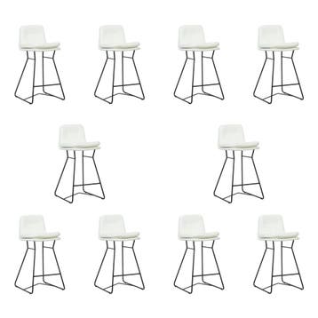 Set van 10 Leren barkrukken Candy laag - Toledo Bianco, Huis en Inrichting, Barkrukken, 60 tot 90 cm, Nieuw, Leer, Ophalen of Verzenden