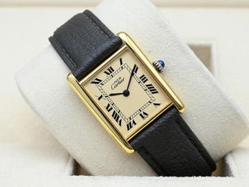 Cartier Tank Vermeil Year 1990s (Box), Handtassen en Accessoires, Horloges | Heren, Overige merken, Leer, Polshorloge, Ophalen of Verzenden