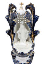 Antiek Wijwatervat - Magnifique Bénitier en porcelaine et