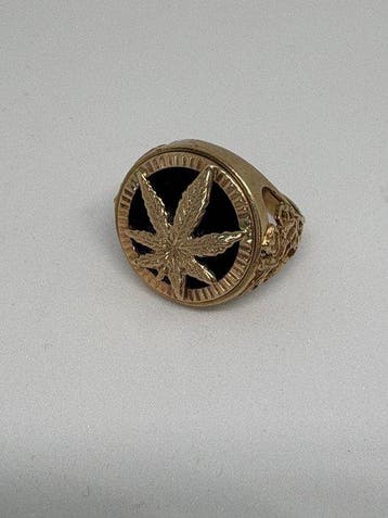 Ring - 9 kt. Geel goud - Vintage 9K cannabisring, Nieuw
