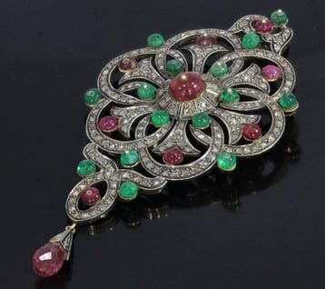 Hanger - 14 karaat Geel goud, Zilver Diamant (Natuurlijk) -