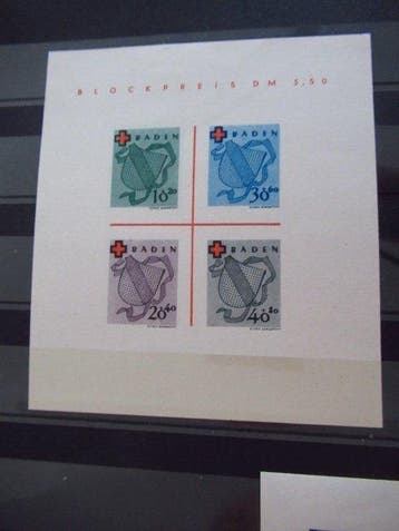 bad 1949 - prachtig blok, splinternieuw zonder scharnier -, Gestempeld