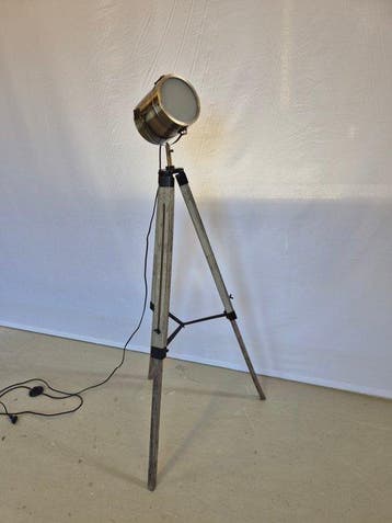 Statief vloerlamp - Messing, Hout, Metaal - Stoer
