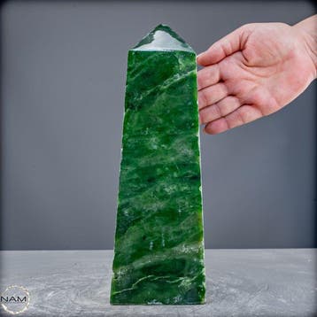 Natuurlijke hoogwaardige jade-nephriet Kristall-Obelisk,