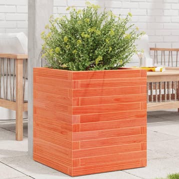 vidaXL Plantenbak 40x40x46 cm massief grenenhout wasbruin, Verzenden, Nieuw