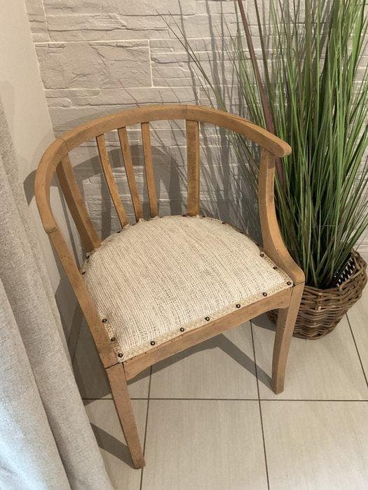 Fauteuil - Bois, Textile - Fauteuil en bois à coffre, Antiek en Kunst, Curiosa en Brocante