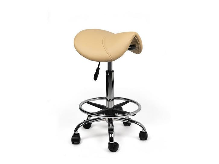 Zadelkruk Beige - Standaard Zithoogte met Voetsteun, Huis en Inrichting, Krukjes, Nieuw, In hoogte verstelbaar