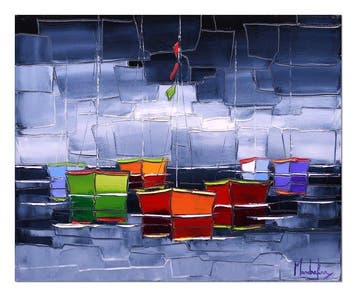 Caroline Mandrafina - Pfleger  Temps gris au port, Antiek en Kunst