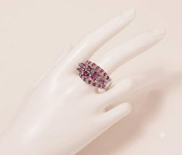 Zonder minimumprijs - Ring Zilver - 1.18ct. tw. Rhodoliet -
