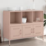 vidaXL Dressoir 100,5x39x79 cm staal roze, Verzenden