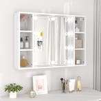vidaXL Spiegelkast met LED-verlichting 76x15x55 cm wit, Huis en Inrichting, Verzenden, Nieuw