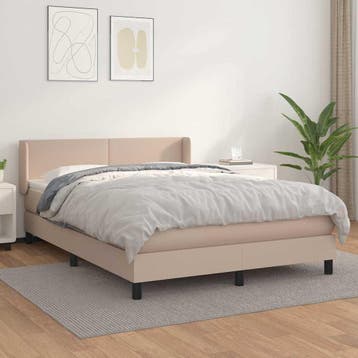 vidaXL Boxspring met matras kunstleer cappuccinokleurig, Verzenden