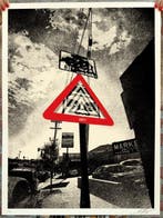 Shepard Fairey (OBEY) (1970) - Warning Sign, Antiek en Kunst