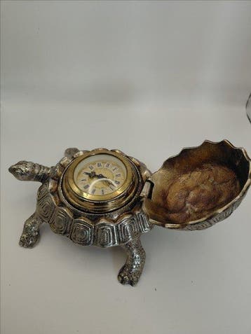 Horloges de table/bureau - Métal - 1970-1980 - Turtle clock, Antiek en Kunst, Antiek | Klokken