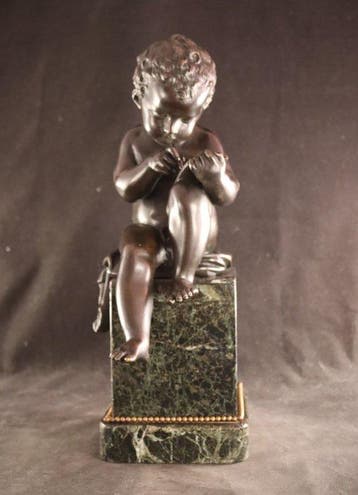 Antiek bronzen beeld - Houdon (19th. cent.) - sculptuur,, Antiquités & Art