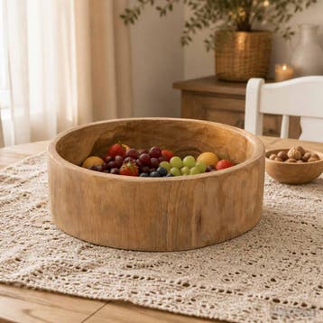 vidaXL Fruitschaal JEPARA Teakbruin Ø 30 cm Massief Teakhout, Verzenden, Nieuw