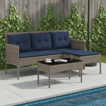 vidaXL Tuinbank Set met kussen 2 pcs Grijs en Marineblauw, Verzenden, Nieuw