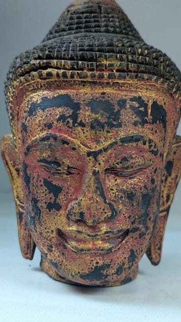 Houten boeddhahoofd in Khmer -stijl - Hoofd - Cambodja