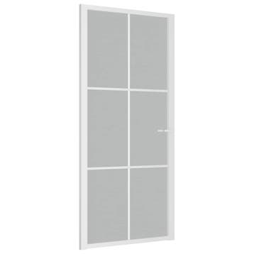 vidaXL Binnendeur 93x201,5 cm matglas en aluminium wit, Verzenden