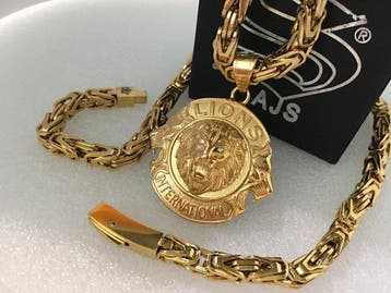 Pendentif médaille Lion de Juda AJS et chaîne Royal Weave,, Verzamelen, Militaria | Algemeen