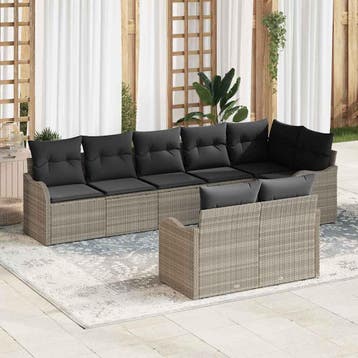 vidaXL Tuinbank Set Lichtgrijs poly rattan, Tuin en Terras, Verzenden, Nieuw