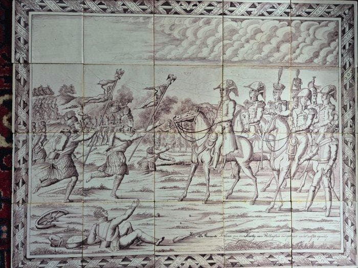 Tegel (20) - TABLEAU Battle of Waterloo Wellington , Prince, Antiek en Kunst, Antiek | Glaswerk en Kristal