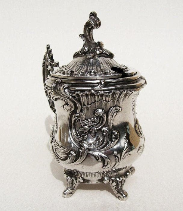 French 950 Silver Mustard/Caviar Pot - Alix Agenot, Paris, Antiquités & Art, Antiquités | Argent & Or