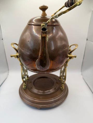 Fluitketel - Koper, Messing, Hout - Vintage koperen ketel, Antiek en Kunst