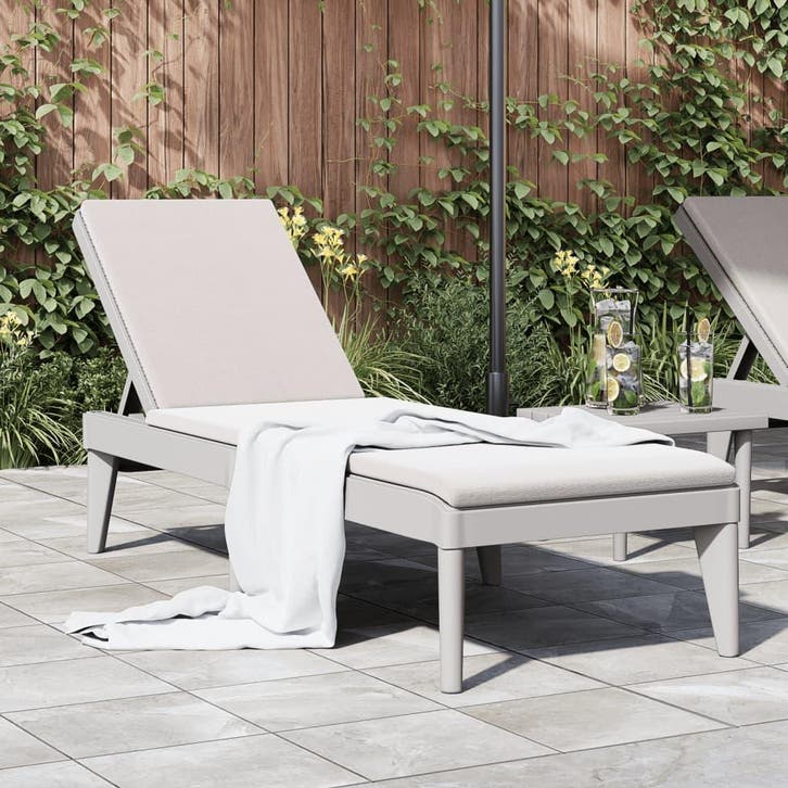 vidaXL Ligbed 186x60x29 cm polypropeen grijs, Tuin en Terras, Ligbedden, Nieuw, Verzenden
