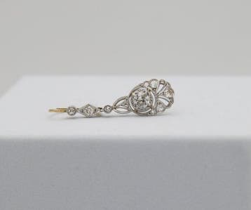 Collier avec pendentif - 18 carats Or blanc Diamant, Handtassen en Accessoires, Antieke sieraden