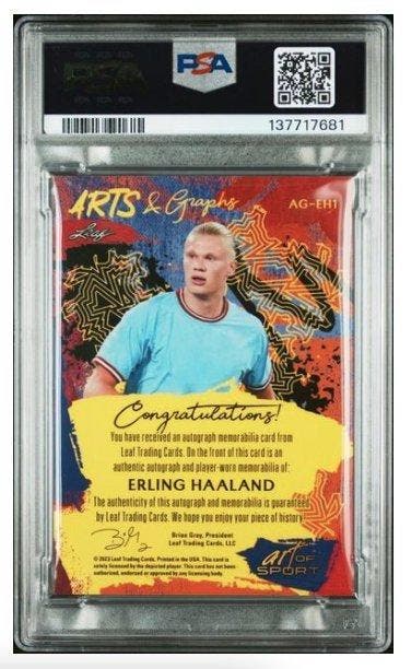 2023 Leaf Erling Haaland #AGEH1 - Authentic Auto - Worn, Verzamelen, Stickers