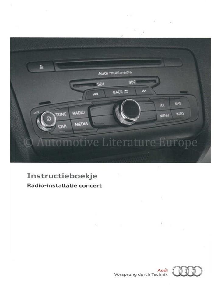 2013 AUDI CONCERT INSTRUCTIEBOEKJE NEDERLANDS, Autos : Divers, Modes d'emploi & Notices d'utilisation