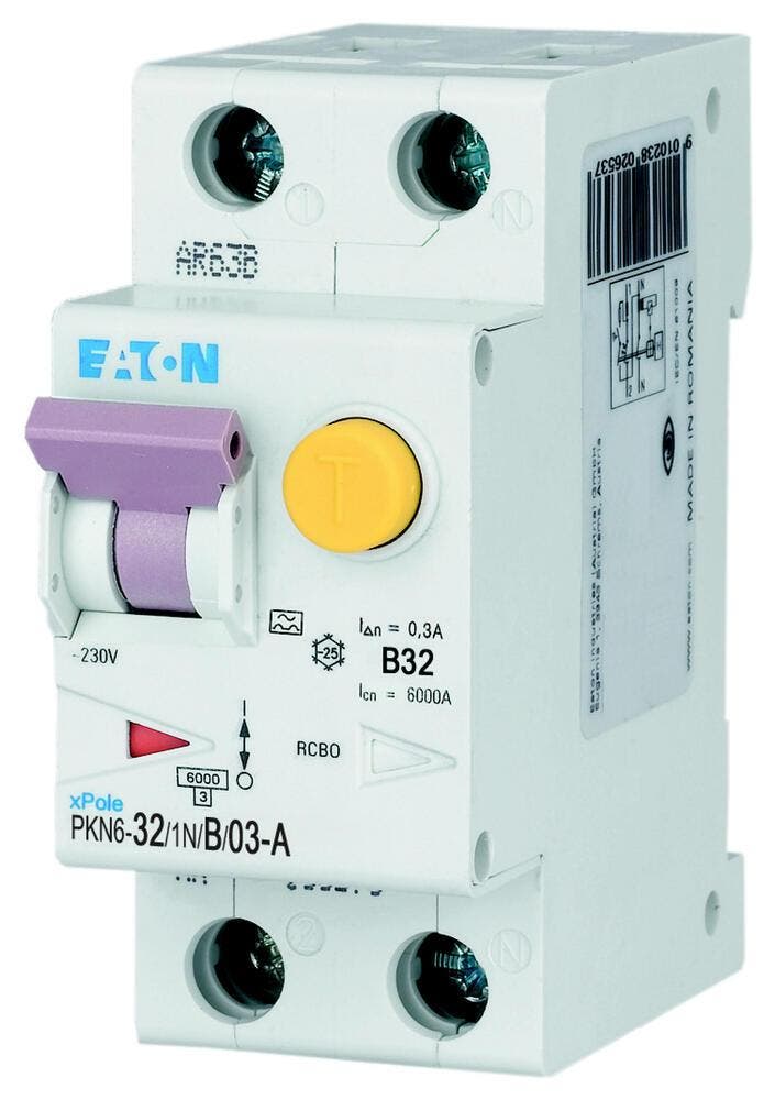 Disjoncteur Combiné Rcd Mcb 32A 300mA Courbe B - 236729, Bricolage & Construction, Électricité & Câbles, Envoi