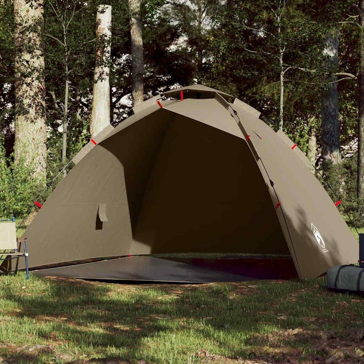 vidaXL Tent 4-persoons snelontgrendeling bruin, Caravans en Kamperen, Tenten, Nieuw, Verzenden