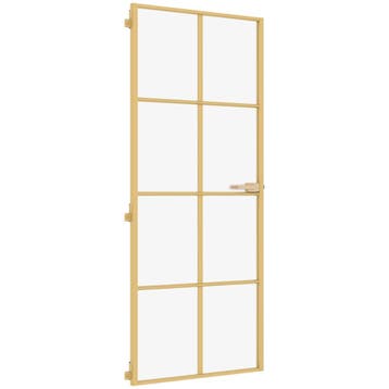 vidaXL Binnendeur smal 93x201,5 cm gehard glas en aluminium, Verzenden, Nieuw