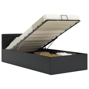 vidaXL Bedframe met opbergruimte hydraulisch kunstleer zwart, Verzenden, Nieuw