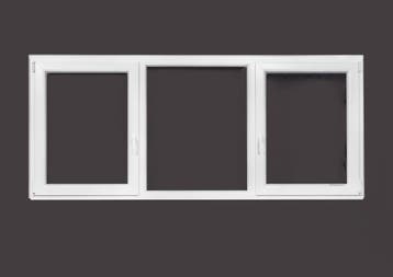 PVC vast-draaikiep-vast b250xh110 cm Wit intrek, Ophalen of Verzenden, Gevelraam of Ruit