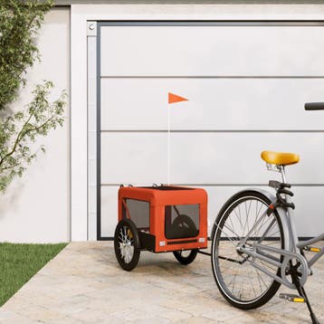 vidaXL Hondenfietstrailer oxford stof en ijzer oranje en, Verzenden