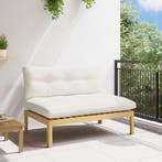 vidaXL Midden Sofa Eenheid Licht Acacia en Crèmekleurig Wit, Verzenden