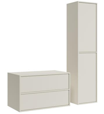 Wastafelkast Mali 80 cm - Beige -  Badmeubel met Kolomkast, Verzenden, Nieuw