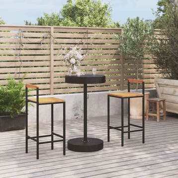 vidaXL 3-delige Tuinbarset poly rattan en massief acaciahout, Verzenden, Nieuw