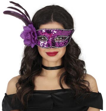 Venetiaans Oogmasker Paars Pailletten, Verzenden, Nieuw