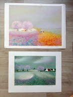 Claude Manoukian (1936) - Lot de 2 lithographies: Les champs