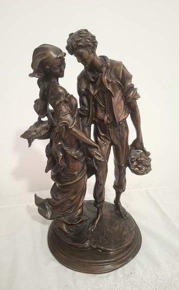 Auguste Moreau (1834-1917) - Beeld, La Rencontre - 36 cm -