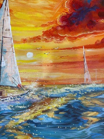 Hung R - L’horizon embrasé 100 80 cm - No Reserve
