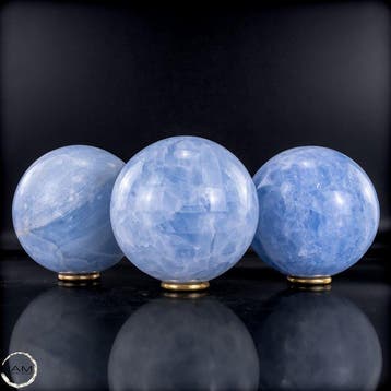 Zeldzame natuurlijke blauw-calciet bolletjesset – 3