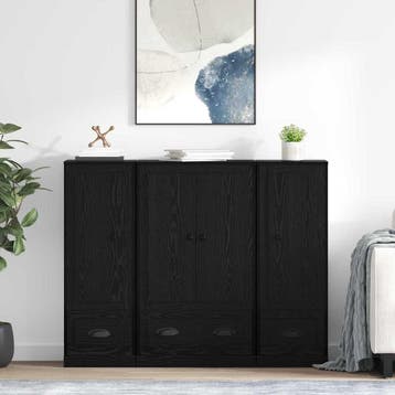 vidaXL Highboard 3 st Zwart Eiken 132 x 35,5 x 103,5 cm, Verzenden, Nieuw