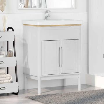 vidaXL Wastafel kabinet voor de badkamer FLORO Wit 60 x 40 x, Huis en Inrichting, Badkamer | Badkamermeubels, Verzenden, Nieuw
