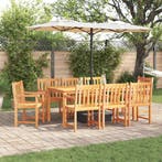 vidaXL Tuin Eettafel Set 9 pcs Bruin Massief Acacia Hout, Verzenden